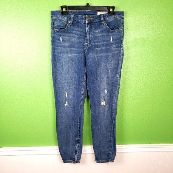 Pistola Women's Distressed High Rise Tapered Ankle Zip Denim Jeans Size 31 - Picture 1 of 10